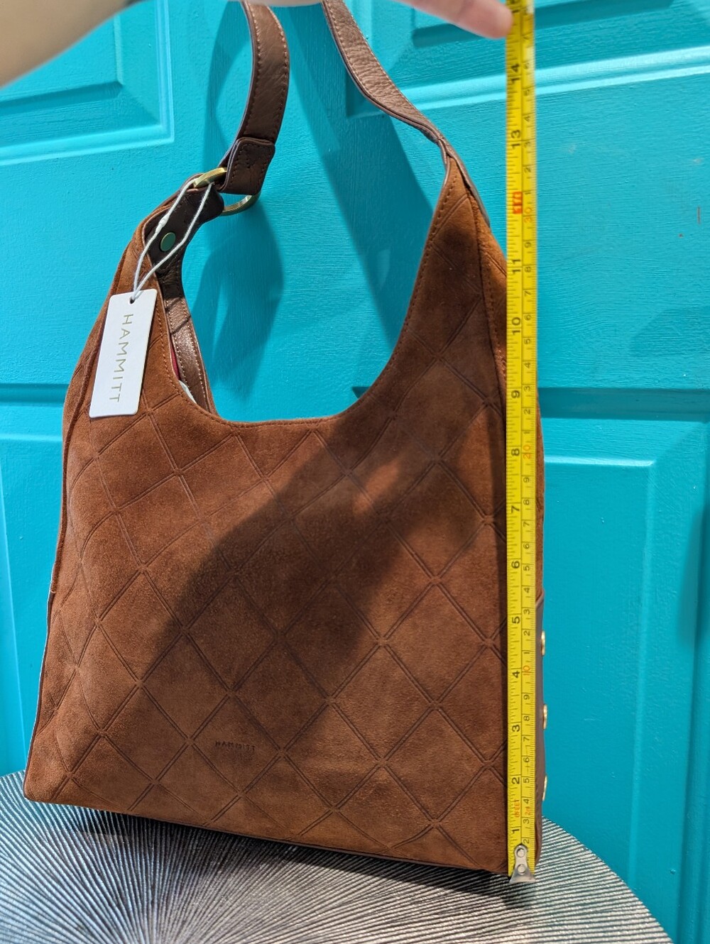 NWT Hammitt Chocolate Suede Tim Diamond Quilted Medium Shoulder Bag - Picture 8 of 10